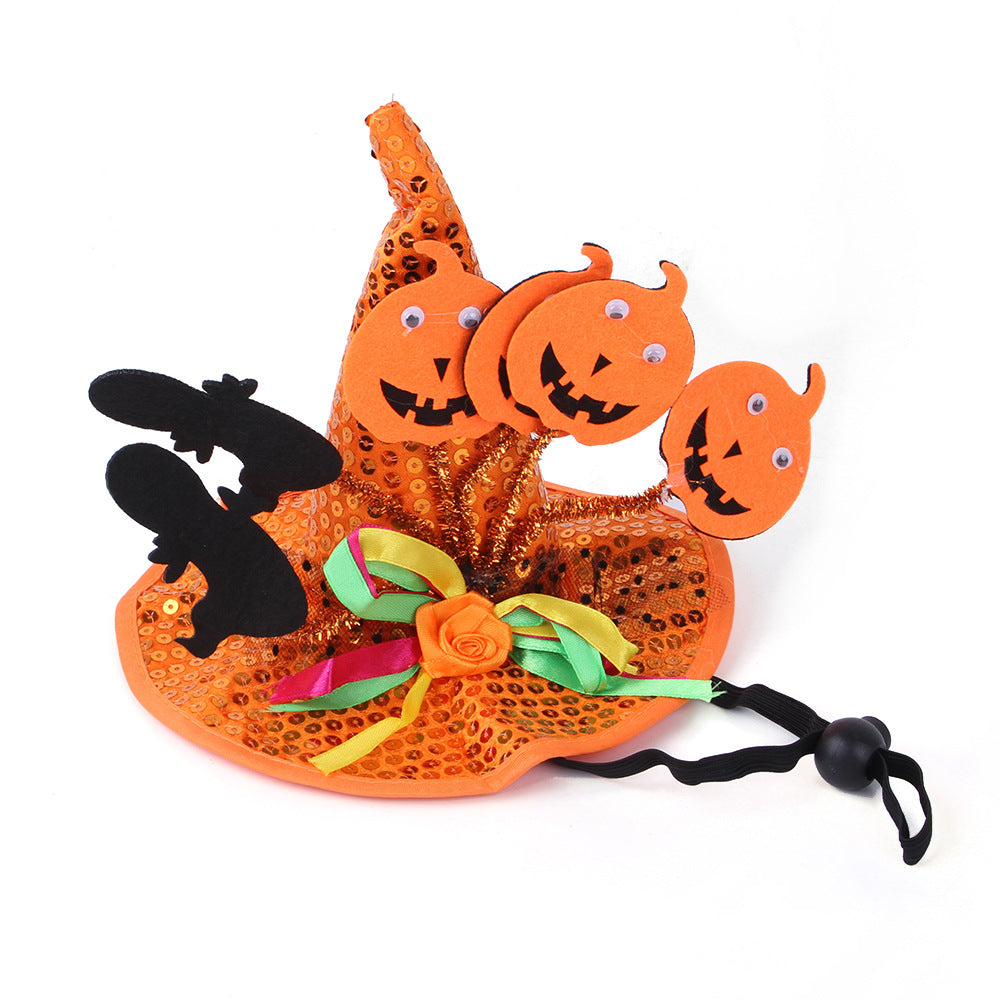 Polyester Dog Halloween Costume Set Witch Hat Bandana Glasses 3 Pack 3