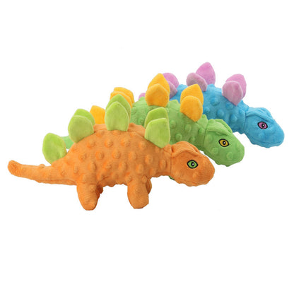 2-In-1 Plush Dog Toy Dinosaur Stegosaurus with Squeaky Spiky Ball 2