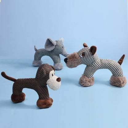 Plush Dog Chew Toy Squeaky Elephant Monkey Dog Shapes