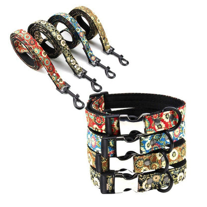 Polyester Floral Dog Collar Adjustable Small Medium Large