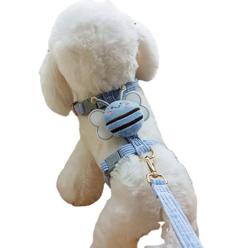 Plush Dog Harness and Leash Set Adjustable Neck Size Small to Large 3