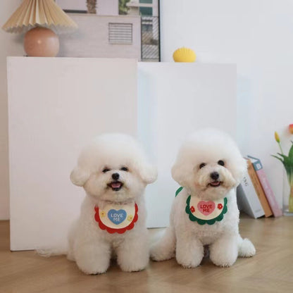 Cute Cotton Dog Bandana Embroidered Love Me Design 4