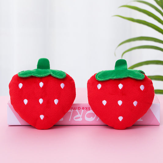 Strawberry Plush Dog Toy Soft Squeaky Fruit Shape