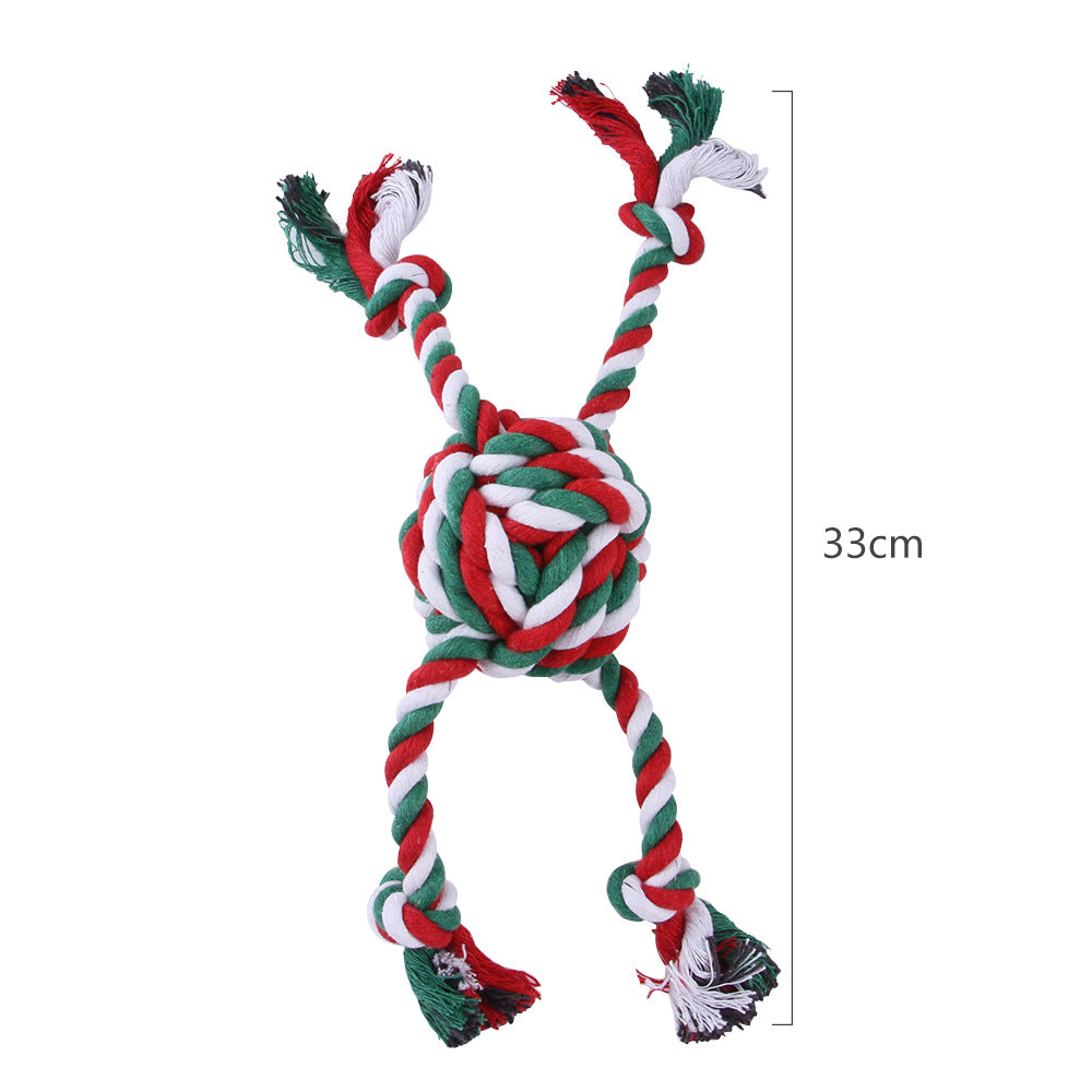 Cotton Dog Rope Toy Christmas Themed Durable Chew Toy 14