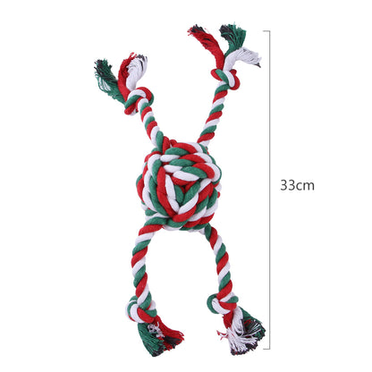 Cotton Dog Rope Toy Christmas Themed Durable Chew Toy 14