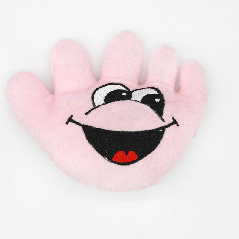 Plush Hand Shape Dog Toy Soft Smiling Face 10x12cm 5