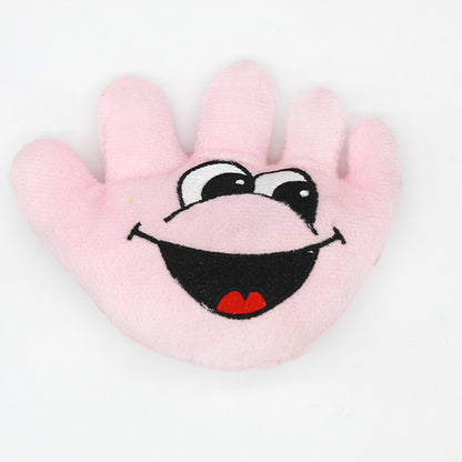 Plush Hand Shape Dog Toy Soft Smiling Face 10x12cm 5