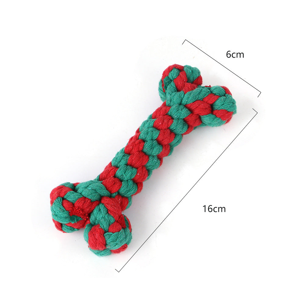 Cotton Dog Rope Toy Christmas Themed Durable Chew Toy 15