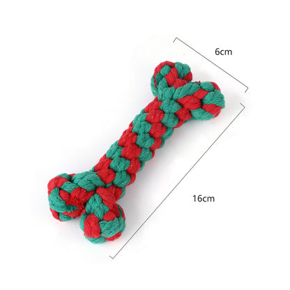 Cotton Dog Rope Toy Christmas Themed Durable Chew Toy 15