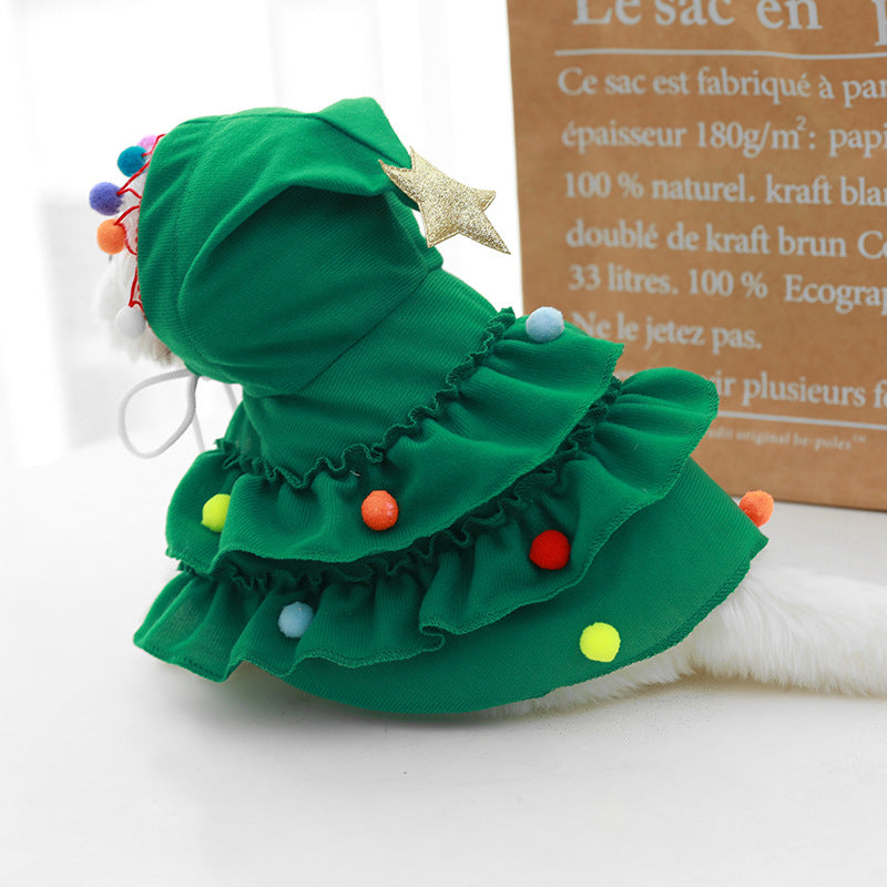 Christmas Tree Dog Cape and Shawl Festive Holiday Costume 4