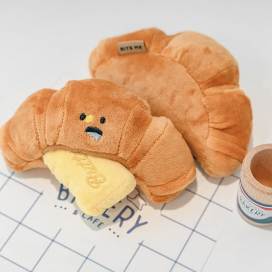 Croissant Plush Dog Toy Soft Squeaky Pet Chew Toy