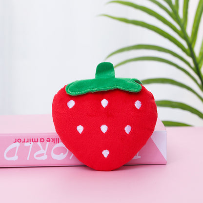 Strawberry Plush Dog Toy Soft Squeaky Fruit Shape 6