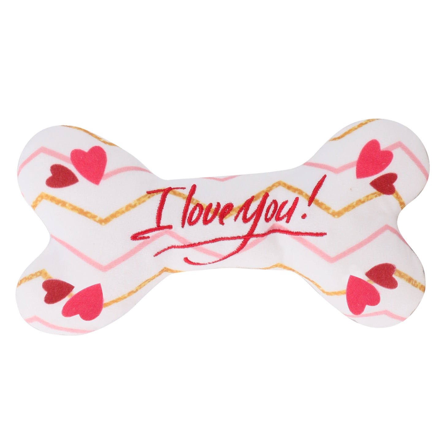 Valentine Bone Squeaky Plush Dog Toy Soft Durable 11x22cm 3