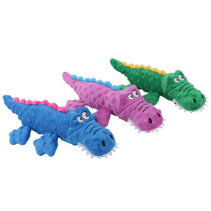 Plush Dog Toy Squeaky Alligator Soft Composite Mesh