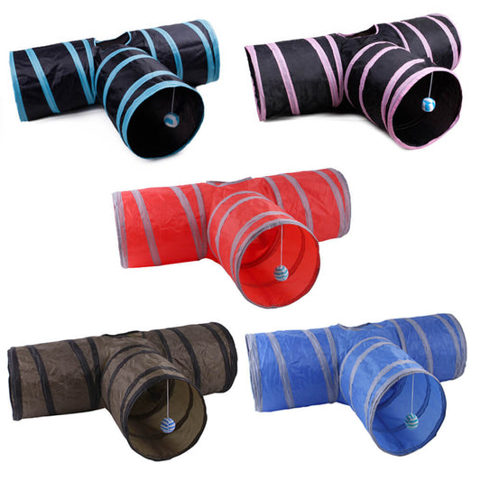 Collapsible Cat Tunnel Three Way Play Tube Toy for Cats