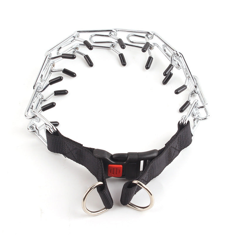 Adjustable Metal Prong Dog Training Collar with Quick Release Buckle