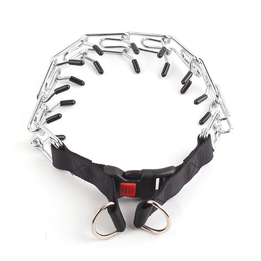 Adjustable Metal Prong Dog Training Collar with Quick Release Buckle