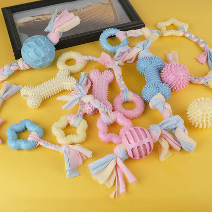 Dog Rope Chew Toy TPR and Cloth Teeth Cleaning Toy 4