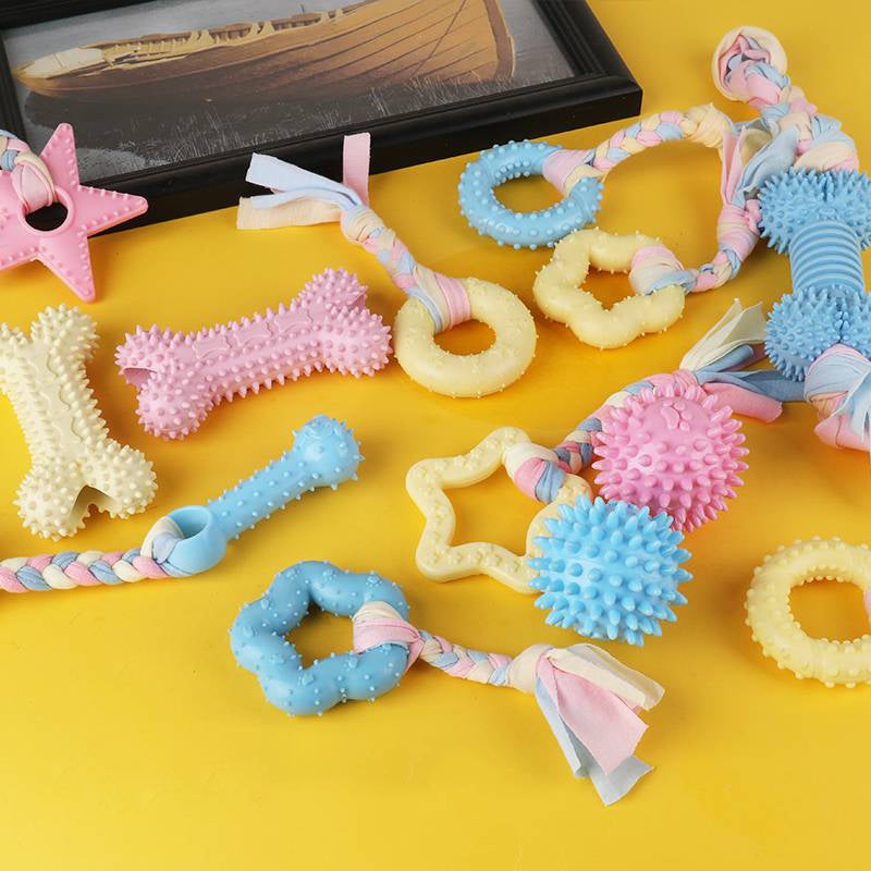 Dog Rope Chew Toy TPR and Cloth Teeth Cleaning Toy 3