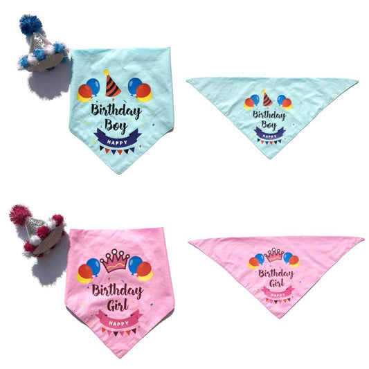 Cotton Dog Birthday Bandana and Party Hat Set for Dogs