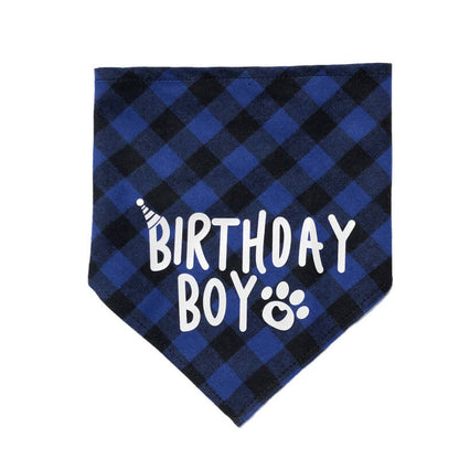 Adjustable Dog Bandana Birthday Scarf Hat and Bow Tie Set