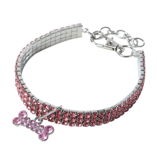 Crystal Dog Collar Adjustable with Decorative Charm