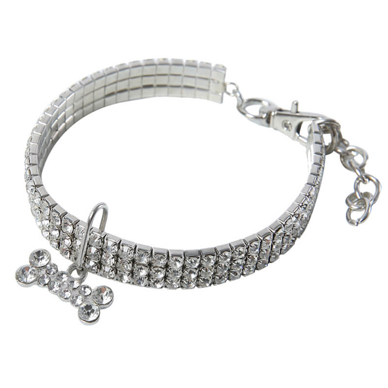 Crystal Dog Collar Adjustable with Decorative Charm