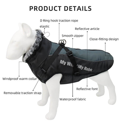 Waterproof Windproof Dog Jacket Winter Coat for Large Dogs 4