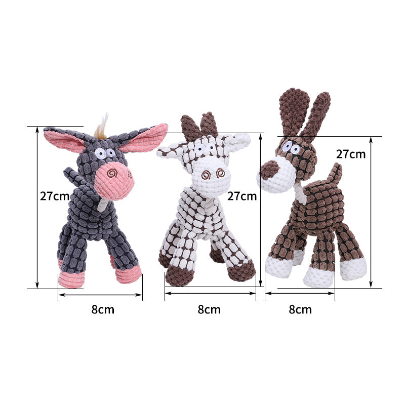 Plush Dog Toy Squeaky Donkey Soft Corn Kernel Corduroy 3