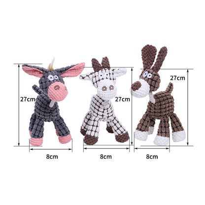 Plush Dog Toy Squeaky Donkey Soft Corn Kernel Corduroy 3
