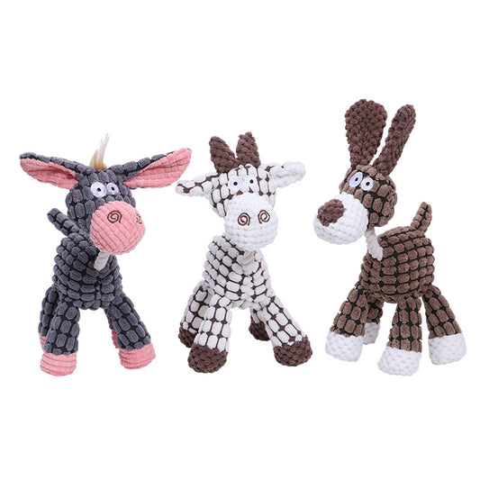Plush Dog Toy Squeaky Donkey Soft Corn Kernel Corduroy
