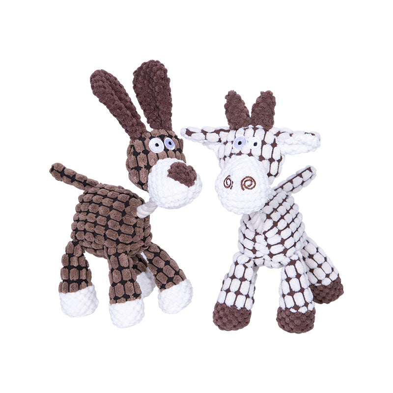 Plush Dog Toy Squeaky Donkey Soft Corn Kernel Corduroy 2