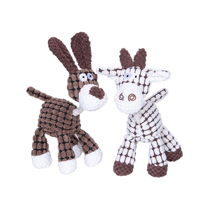 Plush Dog Toy Squeaky Donkey Soft Corn Kernel Corduroy 2