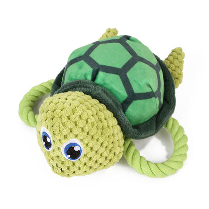 Plush Dog Toy Squeaky Fish with Rope Handle