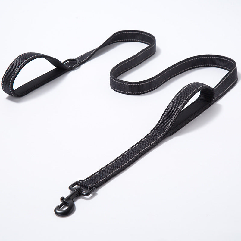 Reflective Double Handle Dog Leash Heavy Duty Nylon 5ft