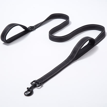 Reflective Double Handle Dog Leash Heavy Duty Nylon 5ft
