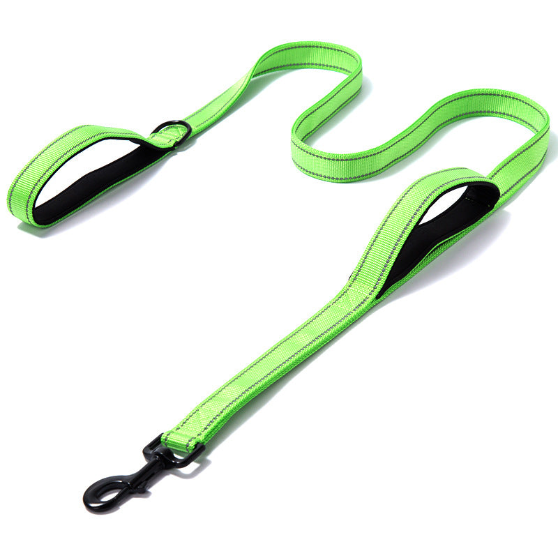 Reflective Double Handle Dog Leash Heavy Duty Nylon 5ft