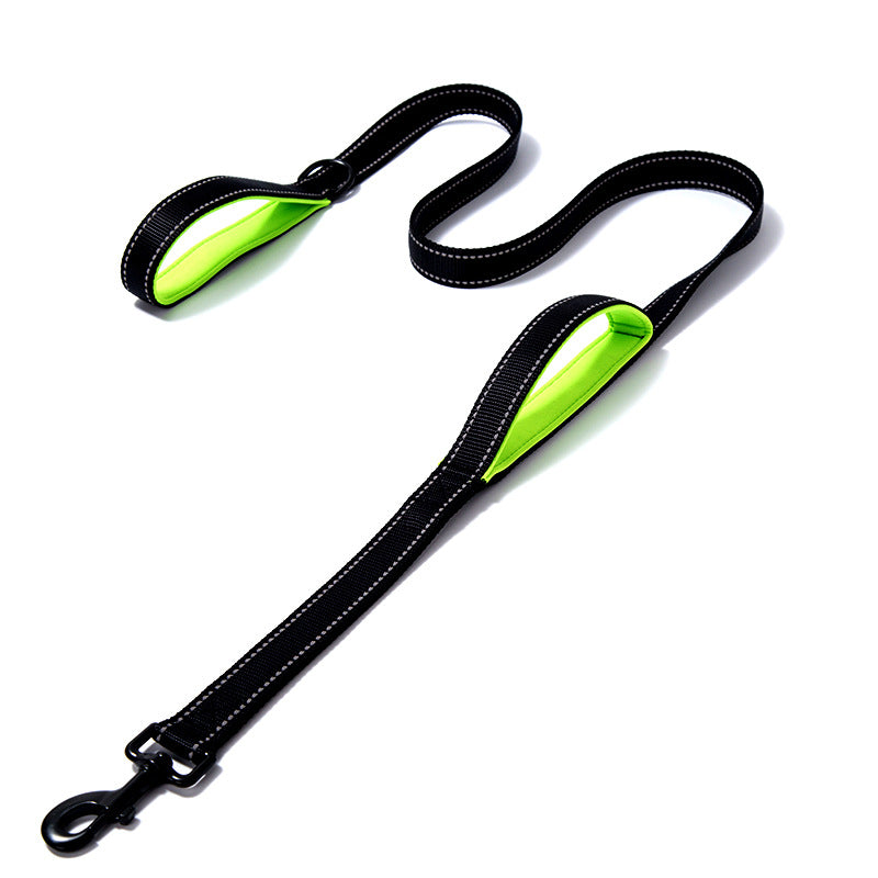 Reflective Double Handle Dog Leash Heavy Duty Nylon 5ft