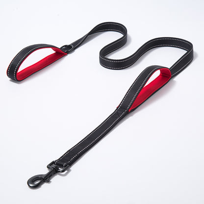 Reflective Double Handle Dog Leash Heavy Duty Nylon 5ft