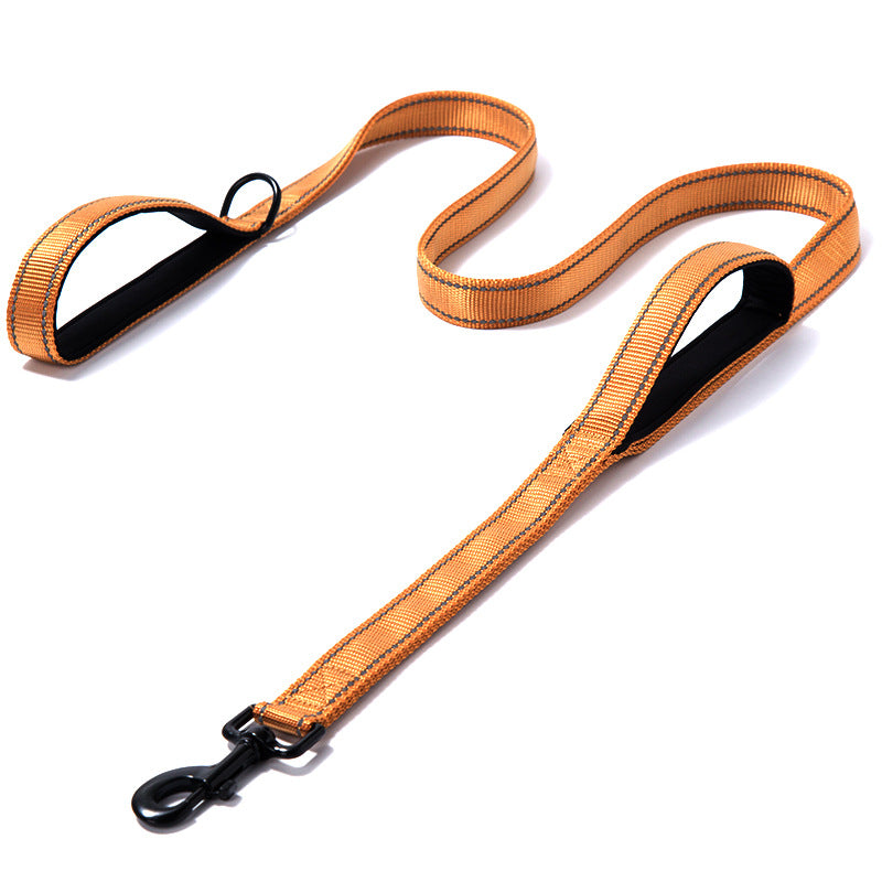 Reflective Double Handle Dog Leash Heavy Duty Nylon 5ft