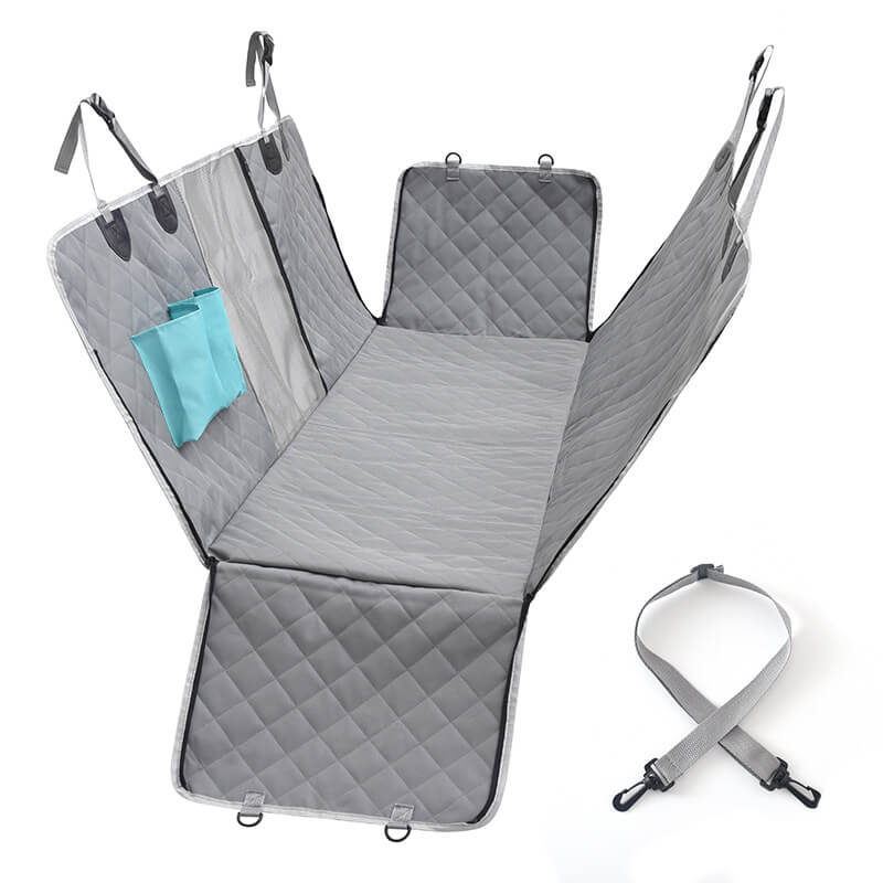 Waterproof Nylon Dog Car Seat Cover with Side Flaps and Storage Pocket