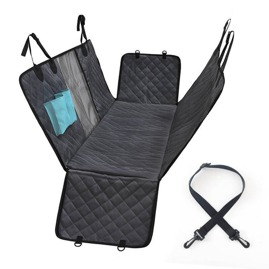 Waterproof Nylon Dog Car Seat Cover with Side Flaps and Storage Pocket