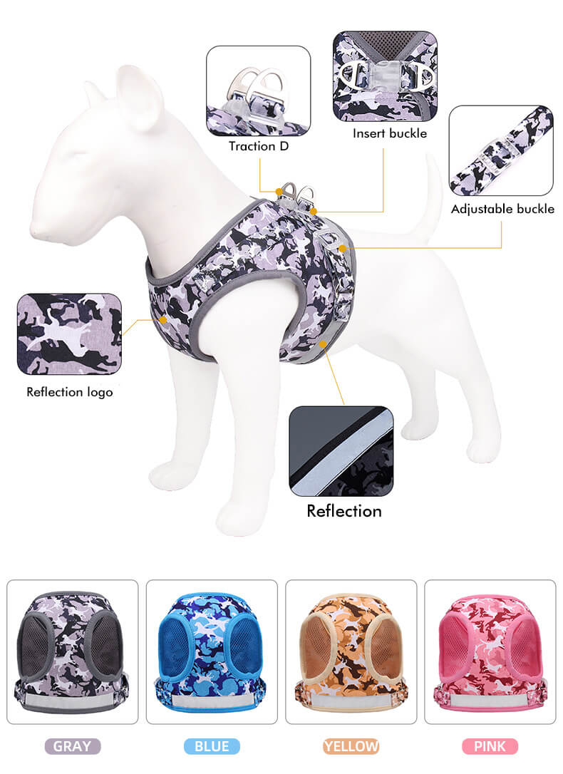Polyester Dog Harness Camouflage Printing Adjustable Vest 3