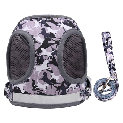 Polyester Dog Harness Camouflage Printing Adjustable Vest