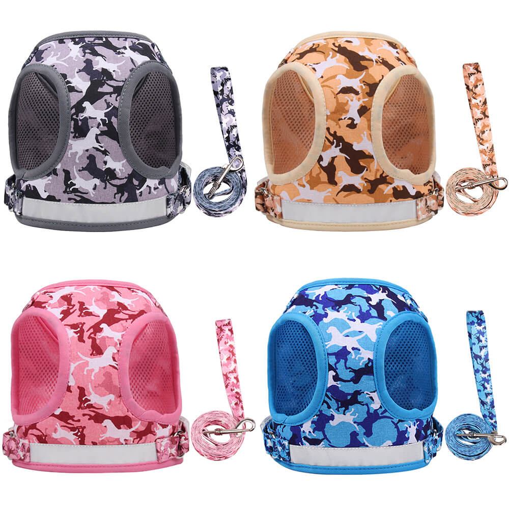 Polyester Dog Harness Camouflage Printing Adjustable Vest