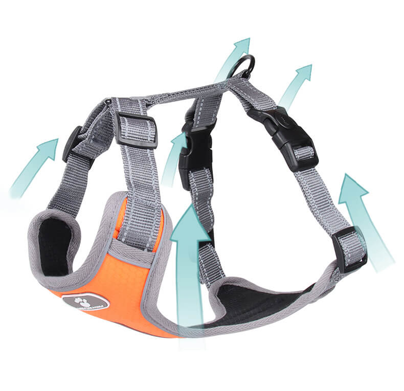 Mesh Ventilation Dog Harness Adjustable with Reflective Trim 2