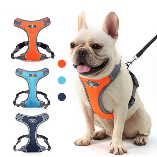 Mesh Ventilation Dog Harness Adjustable with Reflective Trim