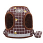 Plaid Adjustable Dog Harness Soft Mesh Vest with Leash