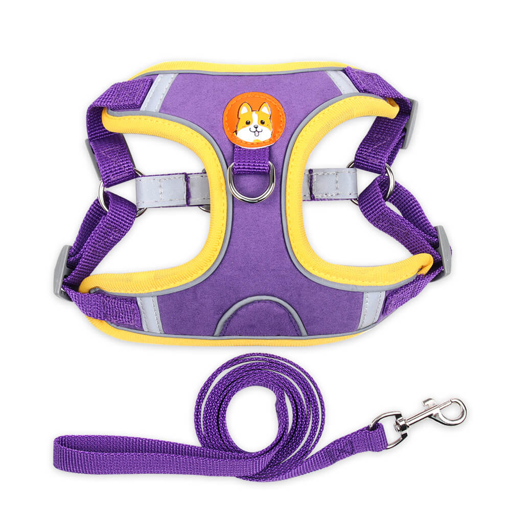 Suede Dog Harness Adjustable Soft Padding for Small Medium Dogs