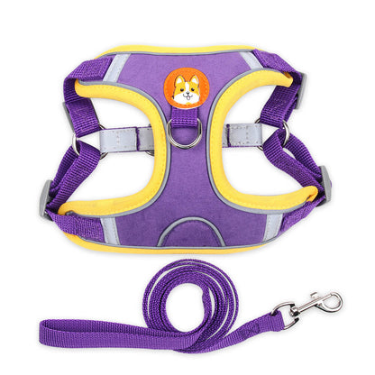 Suede Dog Harness Adjustable Soft Padding for Small Medium Dogs